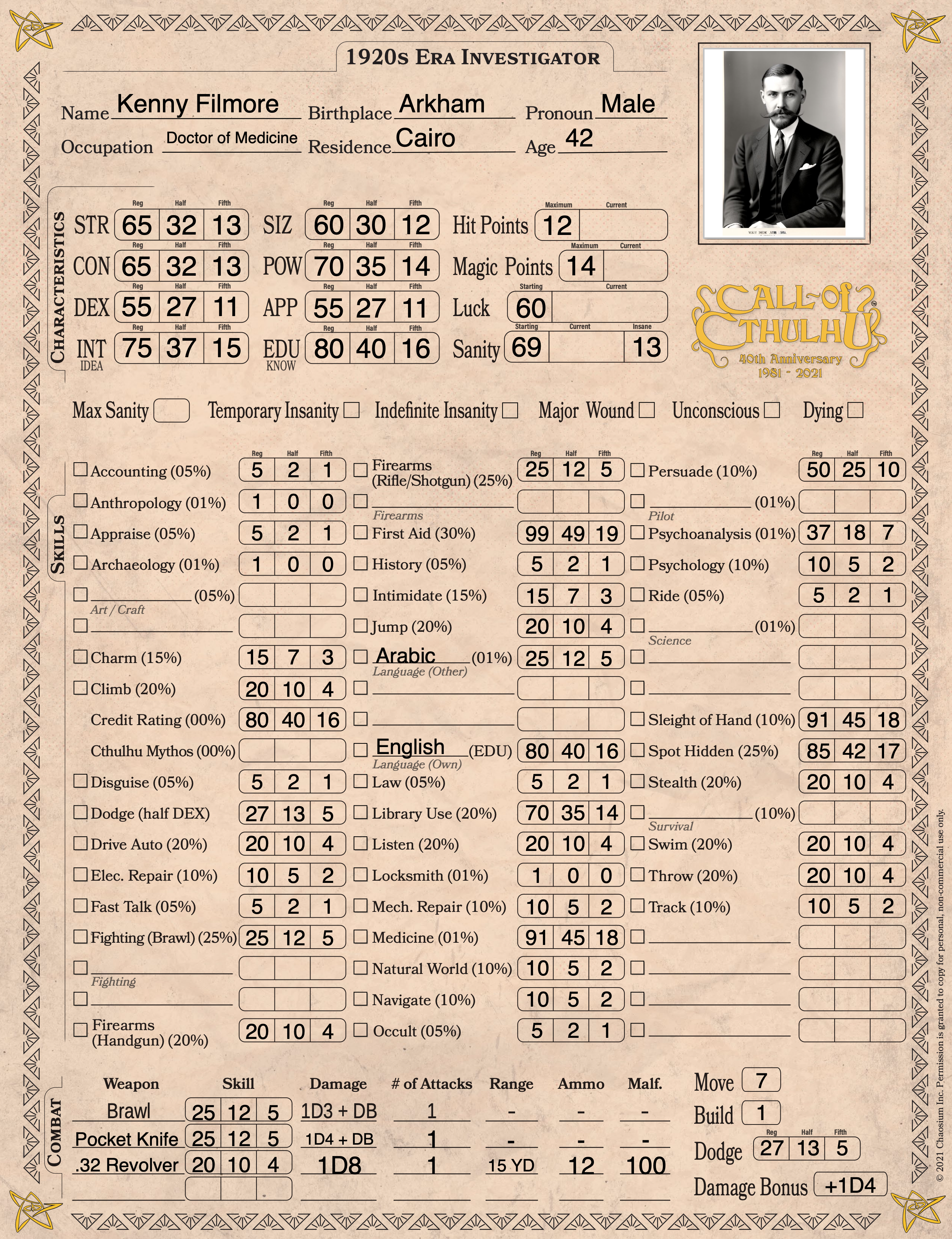 character sheet