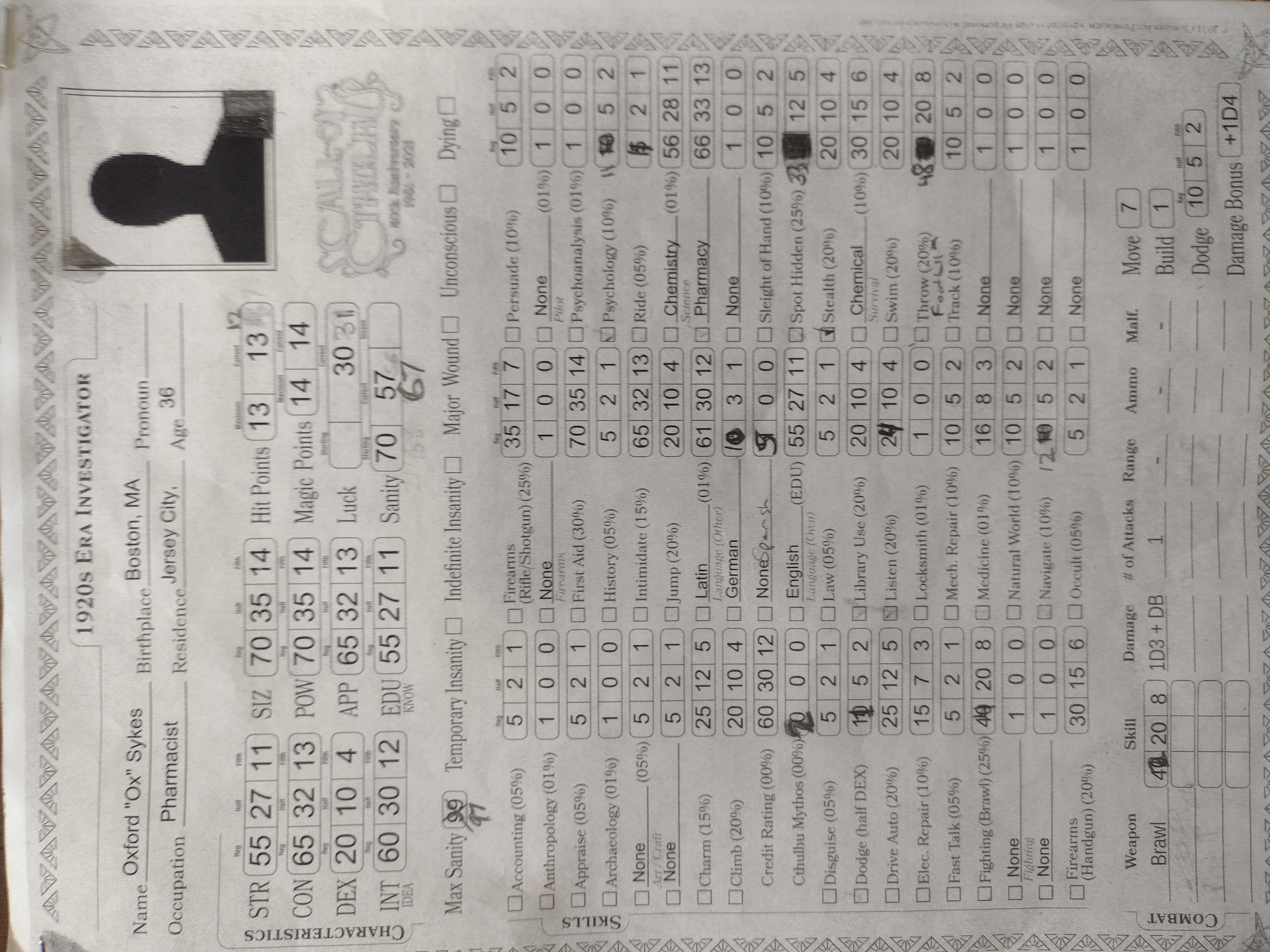 character sheet